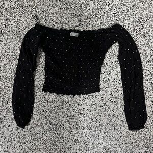 Black off the shoulder shirt